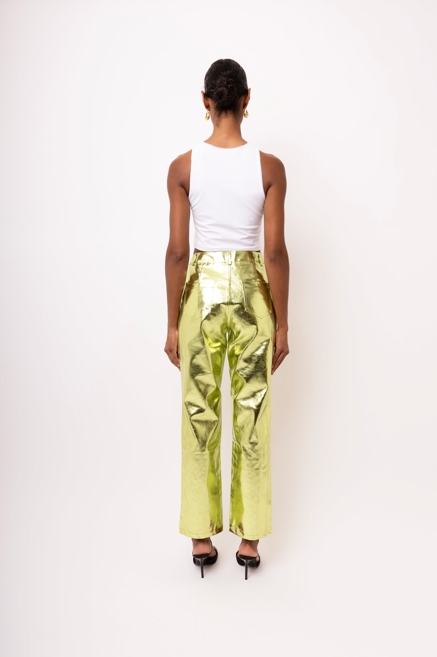 LUPE LIME METALLIC TROUSERS-DB002