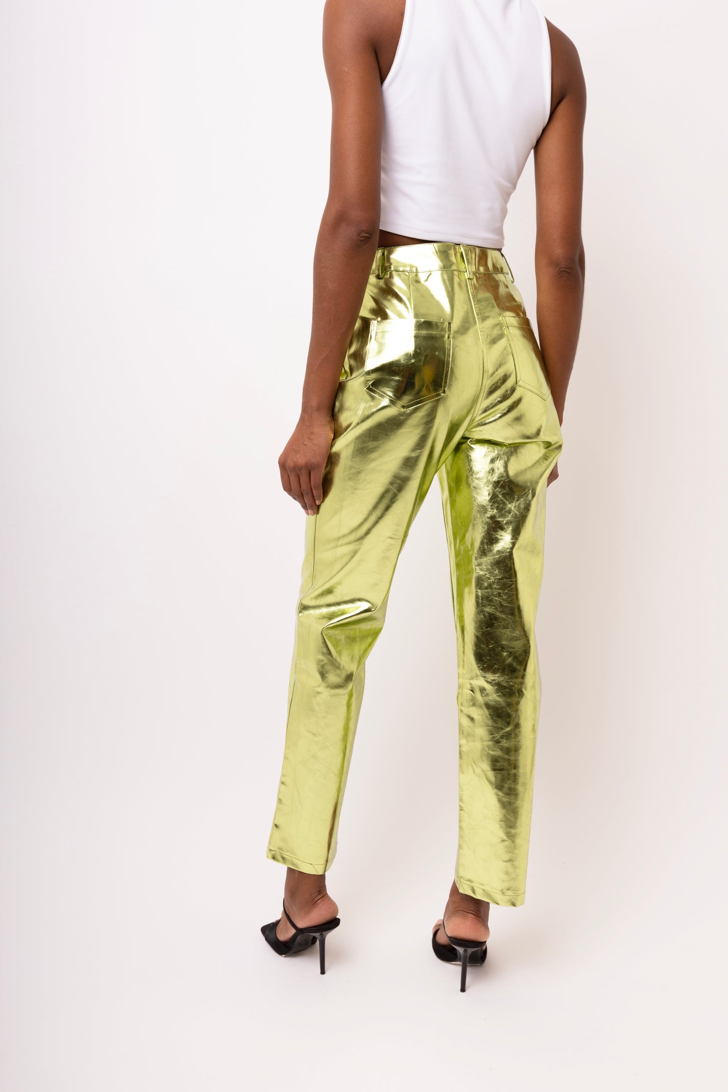 LUPE LIME METALLIC TROUSERS-DB002