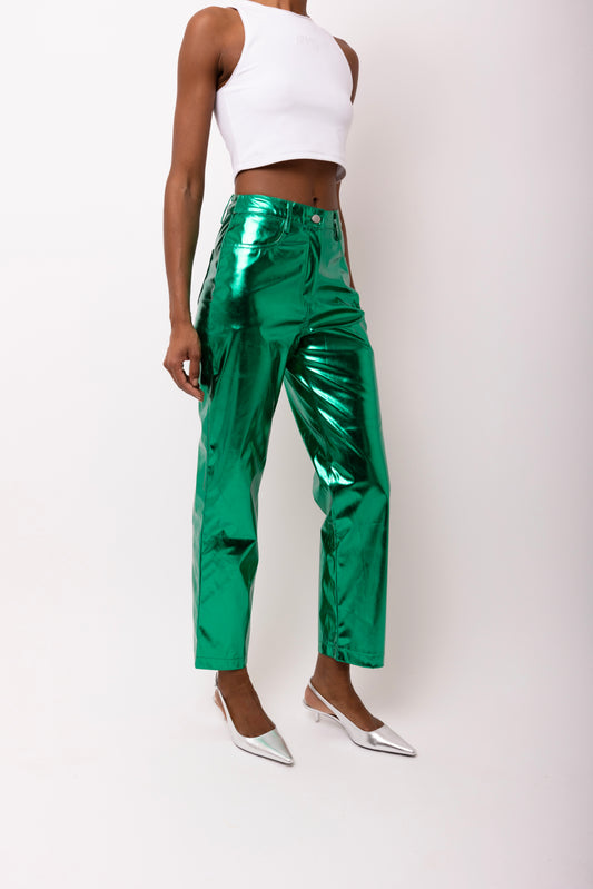 LUPE GREEN METALLIC TROUSERS-DB005