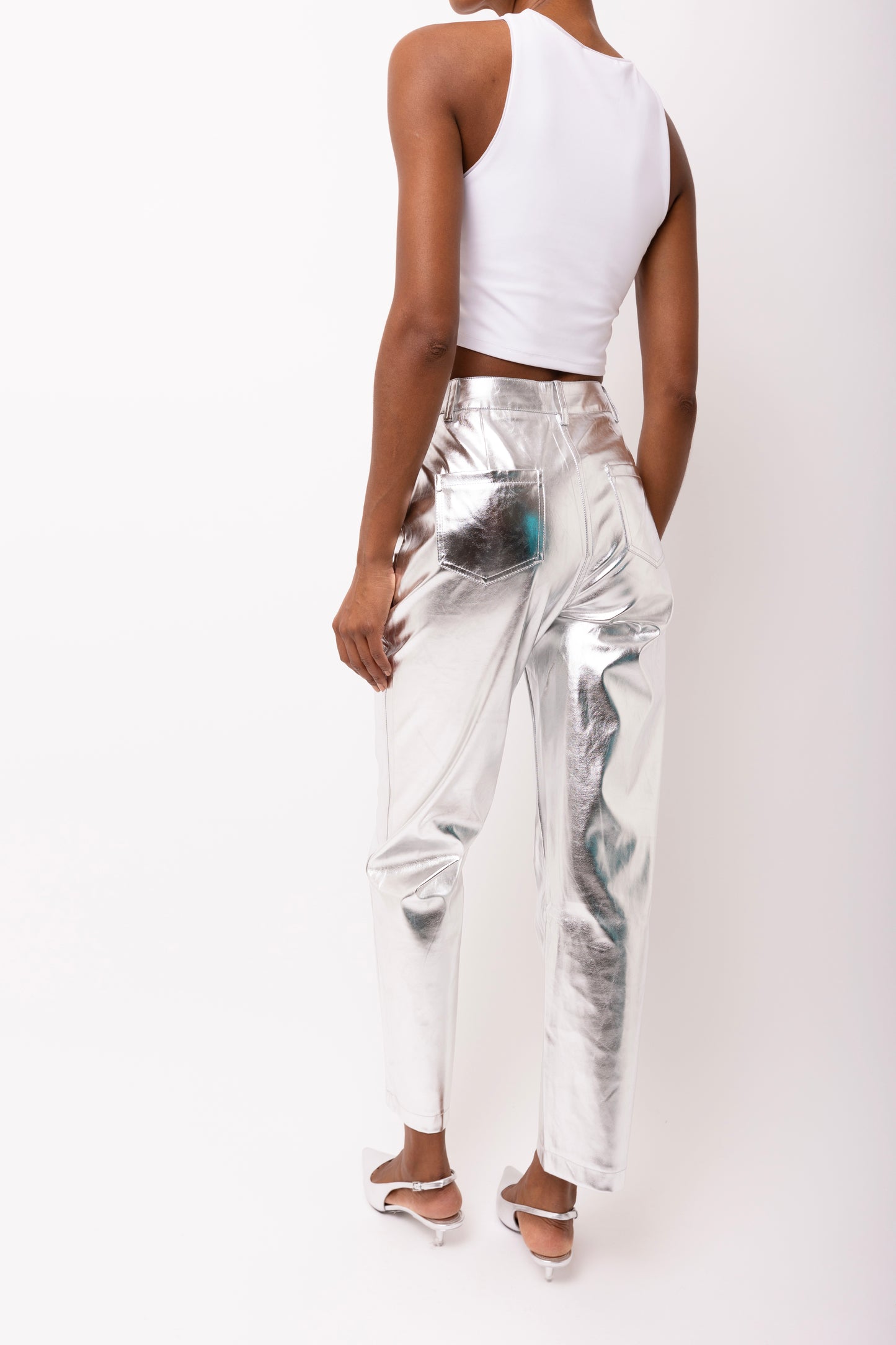 LUPE SILVER METALLIC TROUSERS-DB005