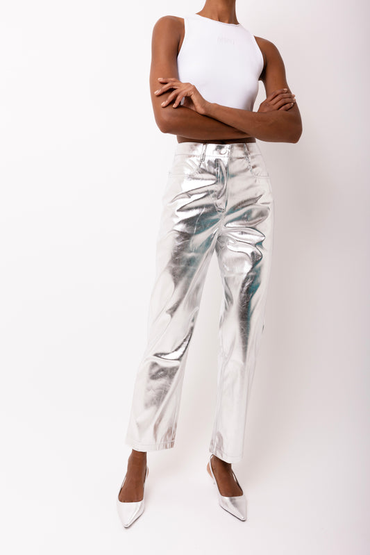 LUPE SILVER METALLIC TROUSERS-DB005