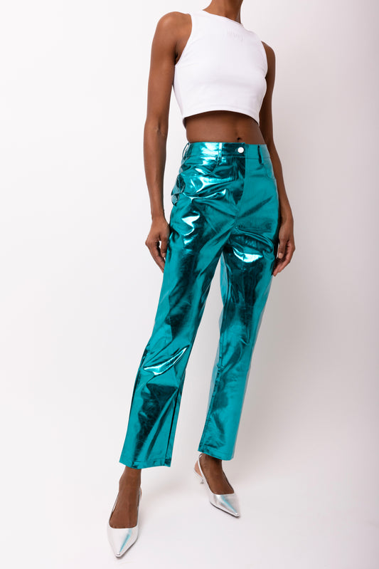 LUPE BLUE METALLIC TROUSERS-DB002