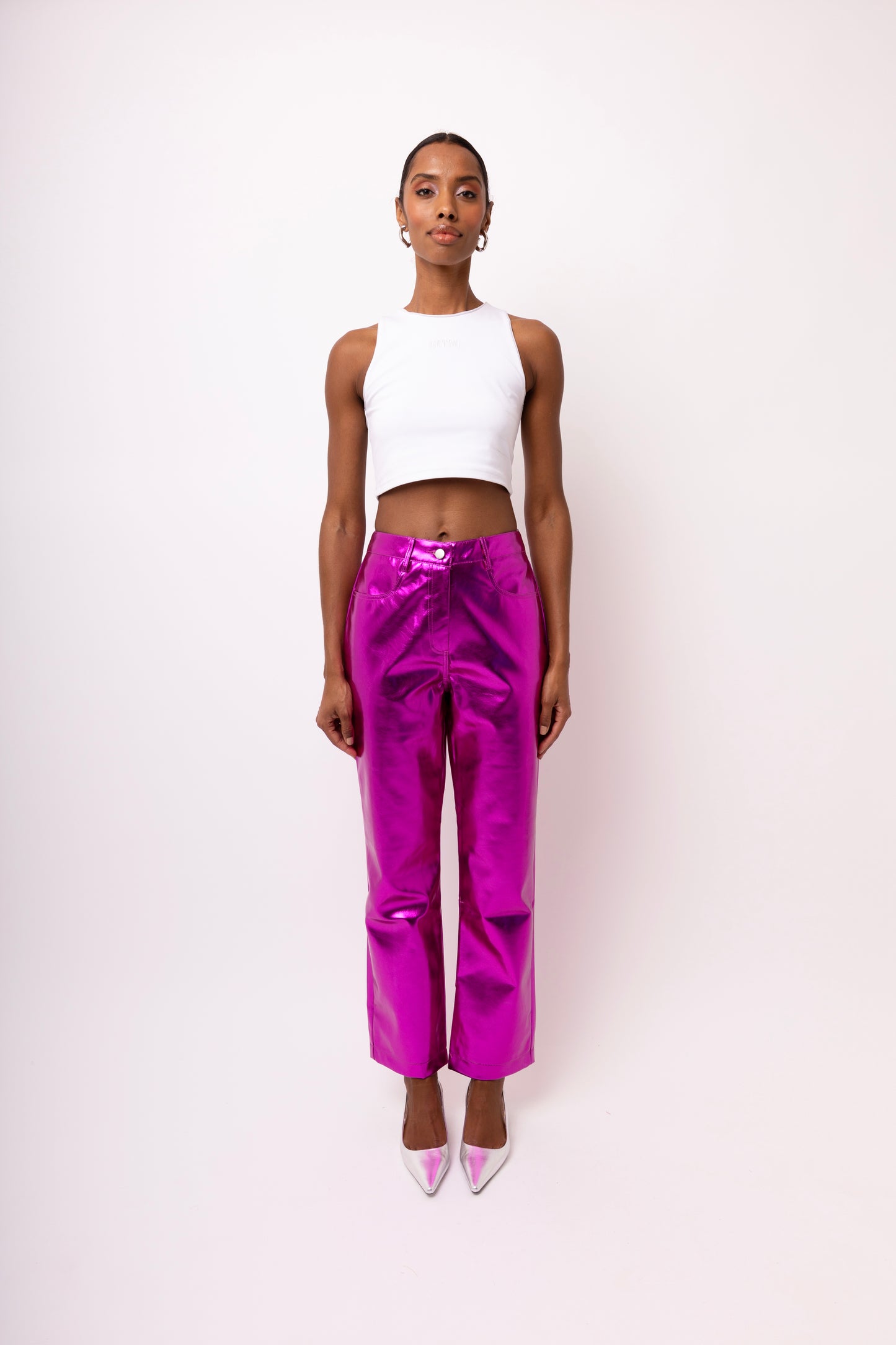 LUPE MAGENTA METALLIC TROUSERS-DB002