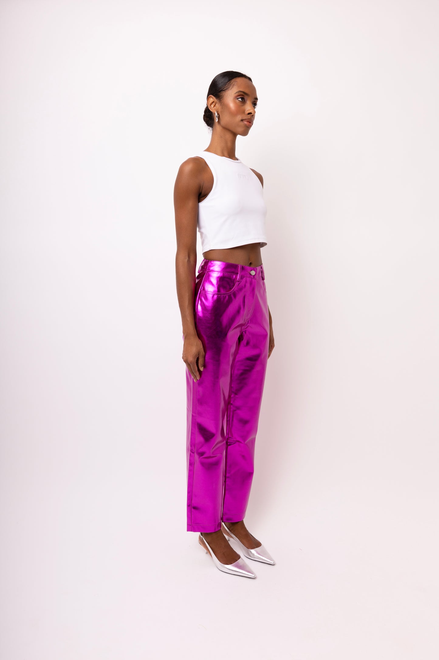 LUPE MAGENTA METALLIC TROUSERS-DB002