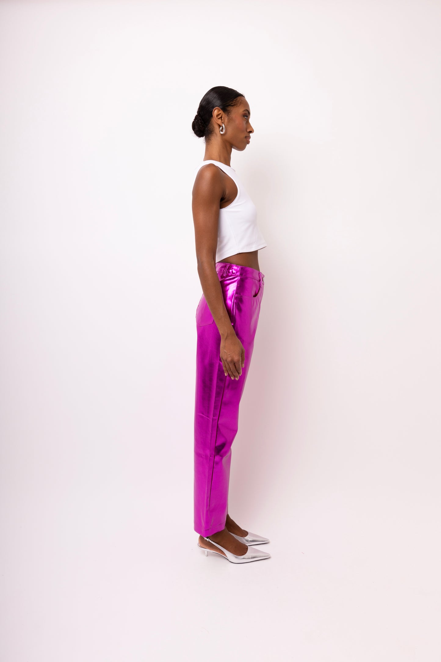 LUPE MAGENTA METALLIC TROUSERS-DB002