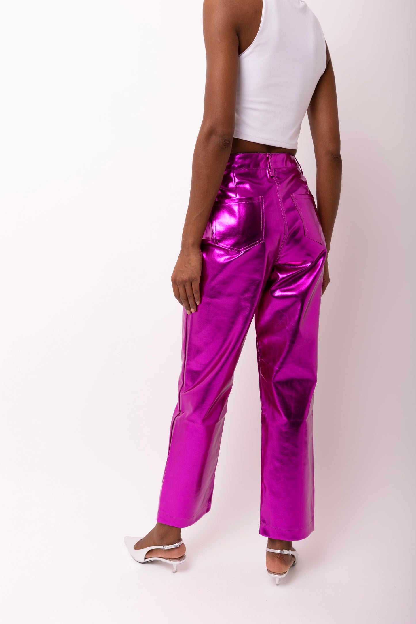 LUPE MAGENTA METALLIC TROUSERS-DB002