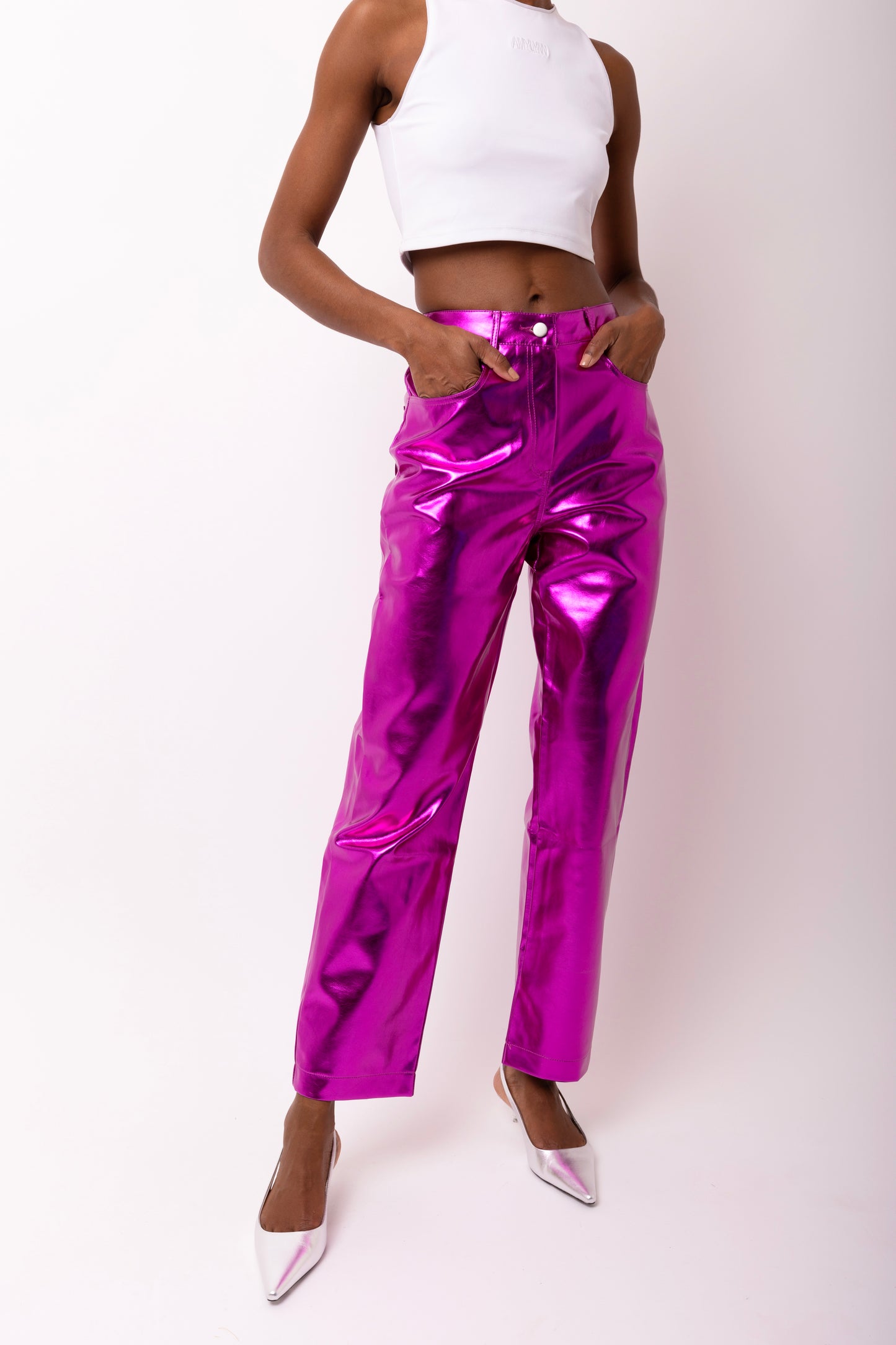 LUPE MAGENTA METALLIC TROUSERS-DB002