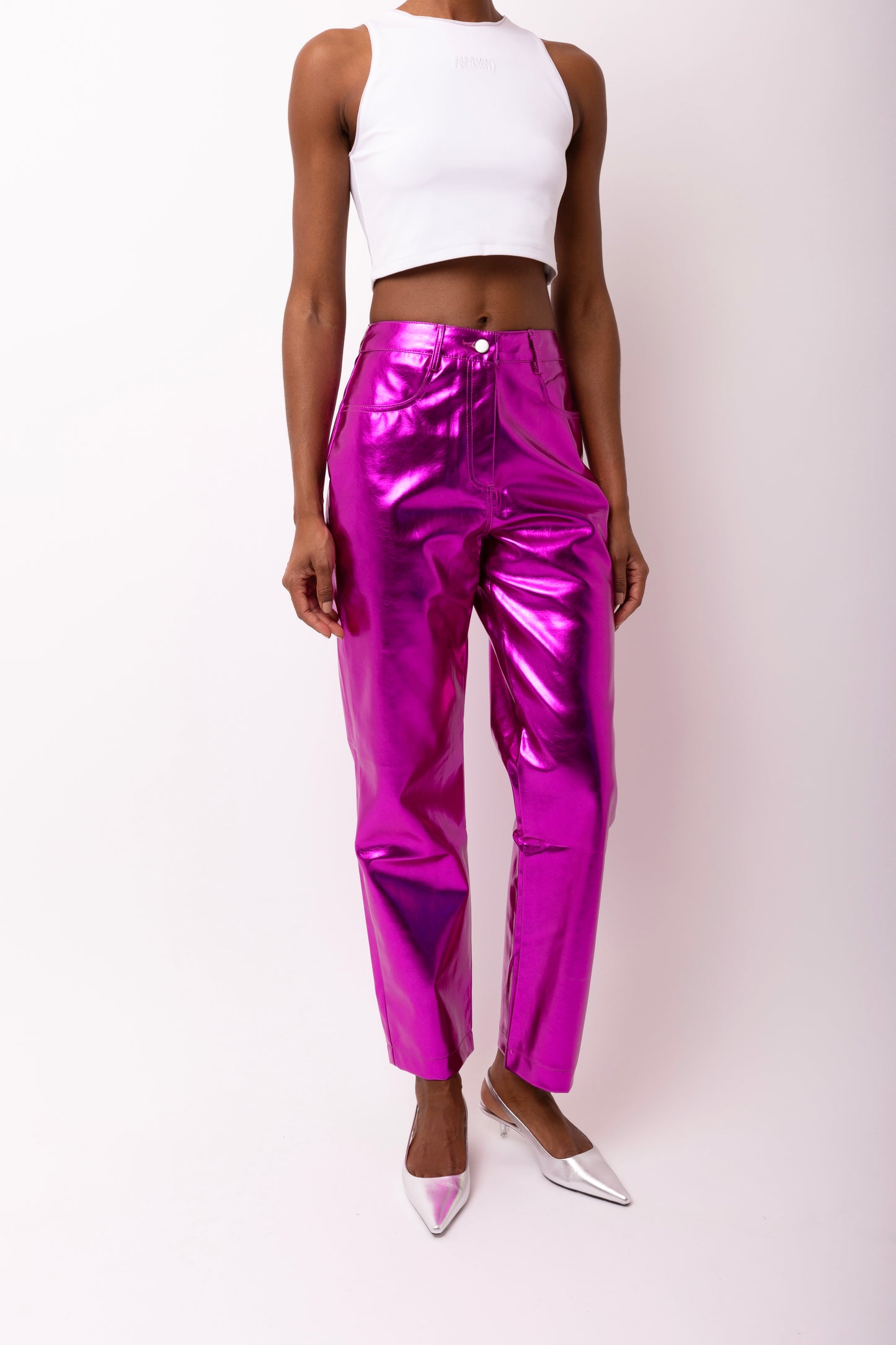 LUPE MAGENTA METALLIC TROUSERS-DB002