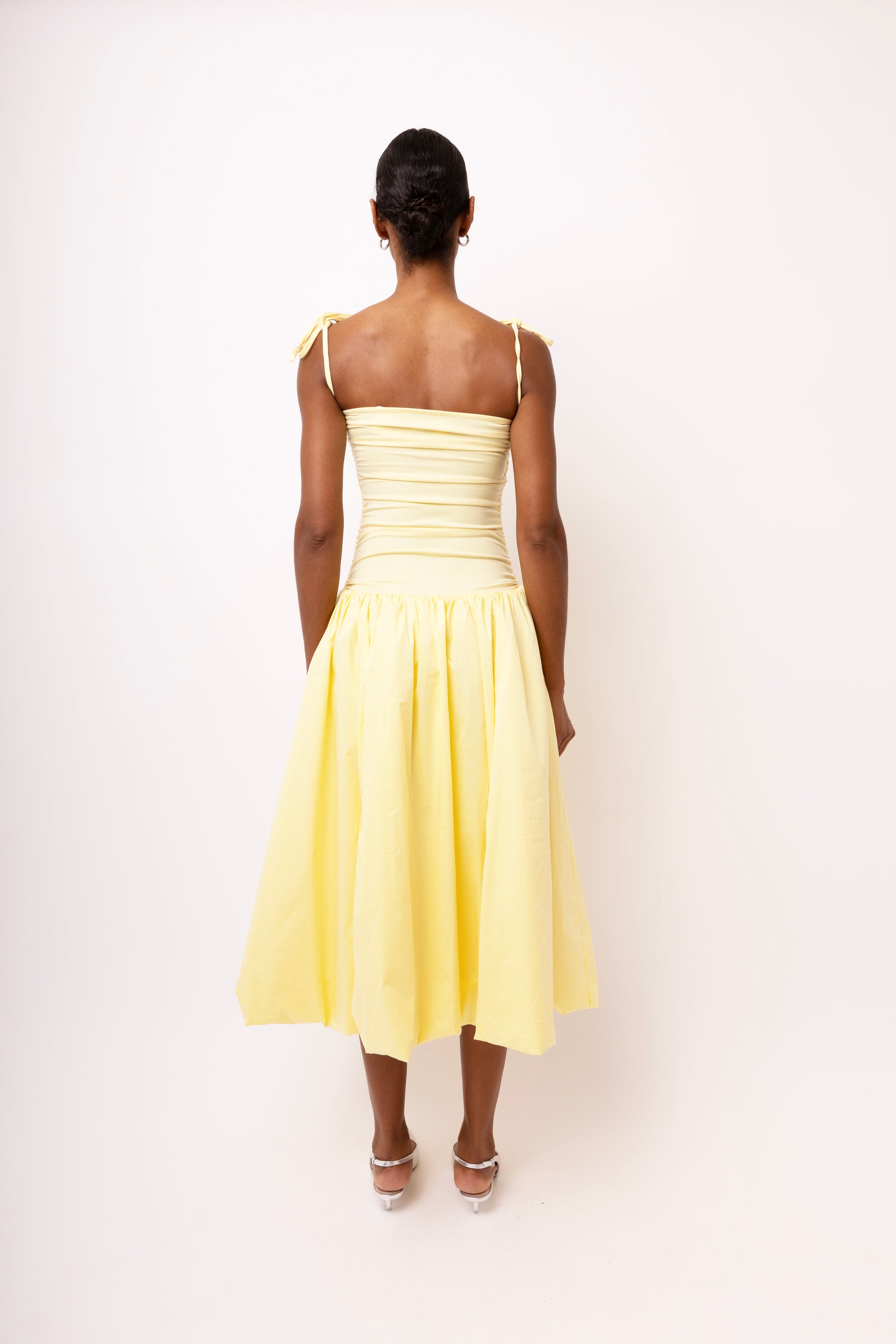 puffball dress midi Ivory KarenMillen Taffeta Bodice Puff Ball Woven Midi Dress