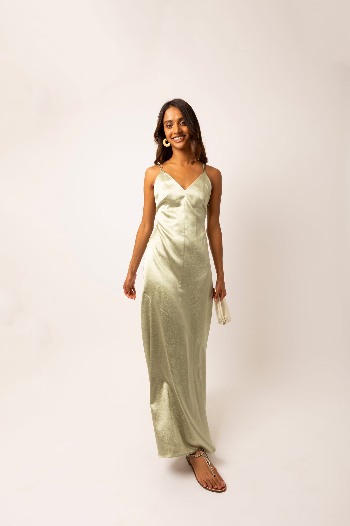 Leonie Mint Satin Maxi Dress-ALLW137