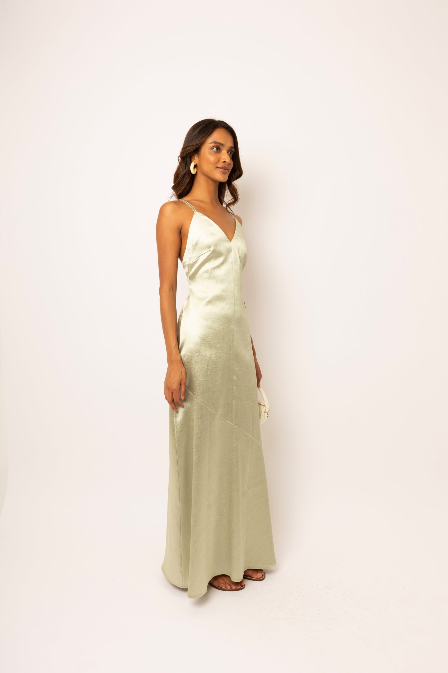 Leonie Mint Satin Maxi Dress-ALLW137