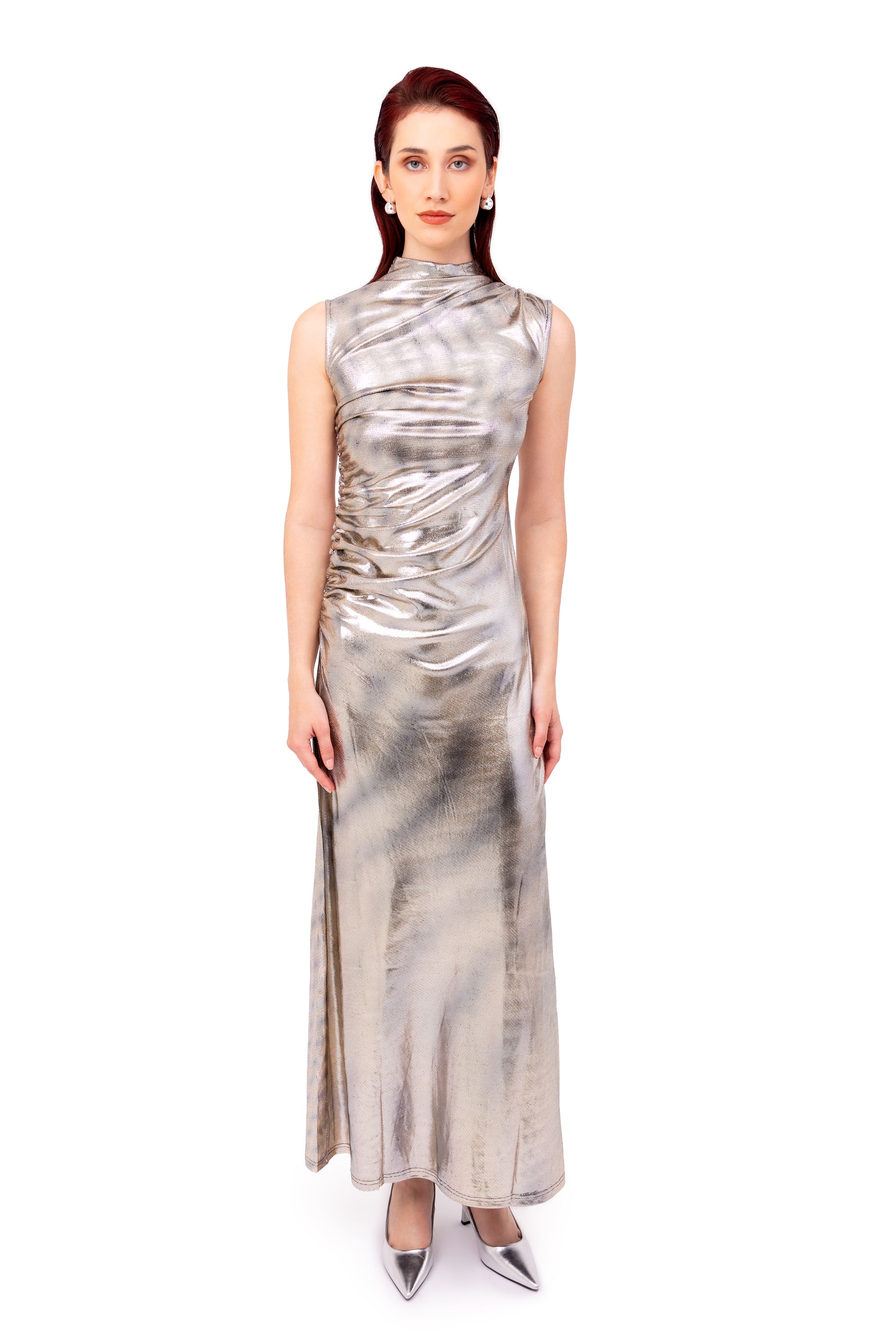 Eva Silver Snakeskin Metallic Maxi Dress-ALLW166 Amylynn USA Eva Silver Snakeskin Metallic Maxi Dress-ALLW166 Amylynn USA