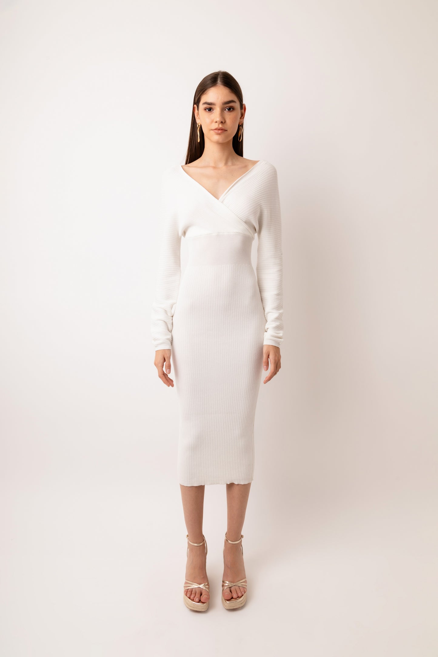 Adelaide Knit Long Sleeve Midi Dress-ALSS003