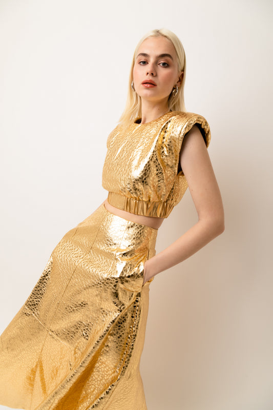 Phoebe Leopard Faux Leather High Waist Maxi Skirt-ALJH0229