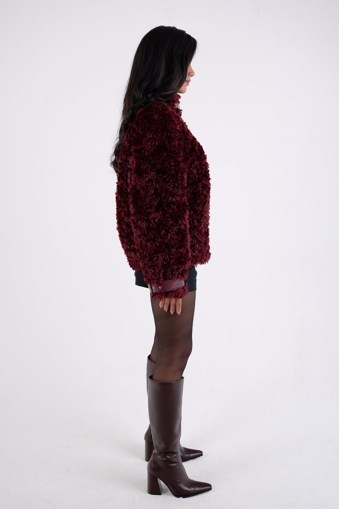 Celeste Luxe Faux Fur Funnel Zip Coat-ALCM2602