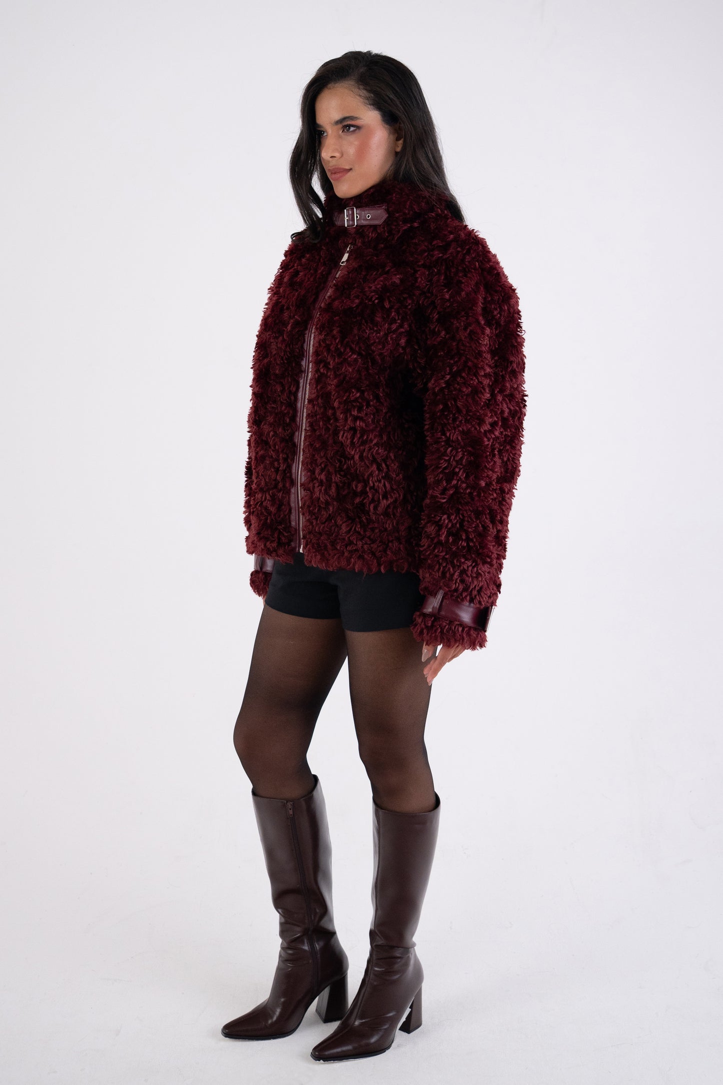 Celeste Luxe Faux Fur Funnel Zip Coat-ALCM2602