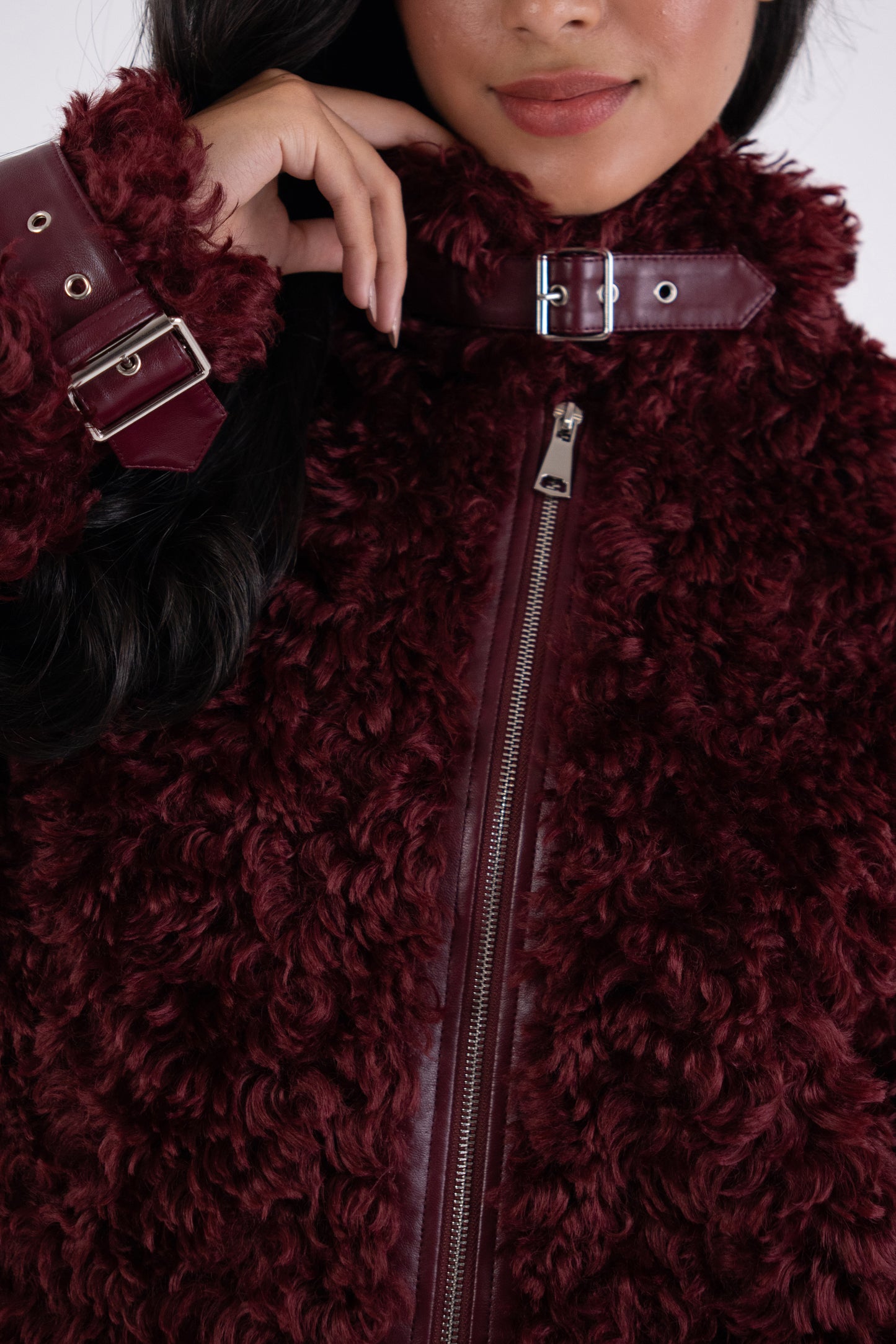 Celeste Luxe Faux Fur Funnel Zip Coat-ALCM2602