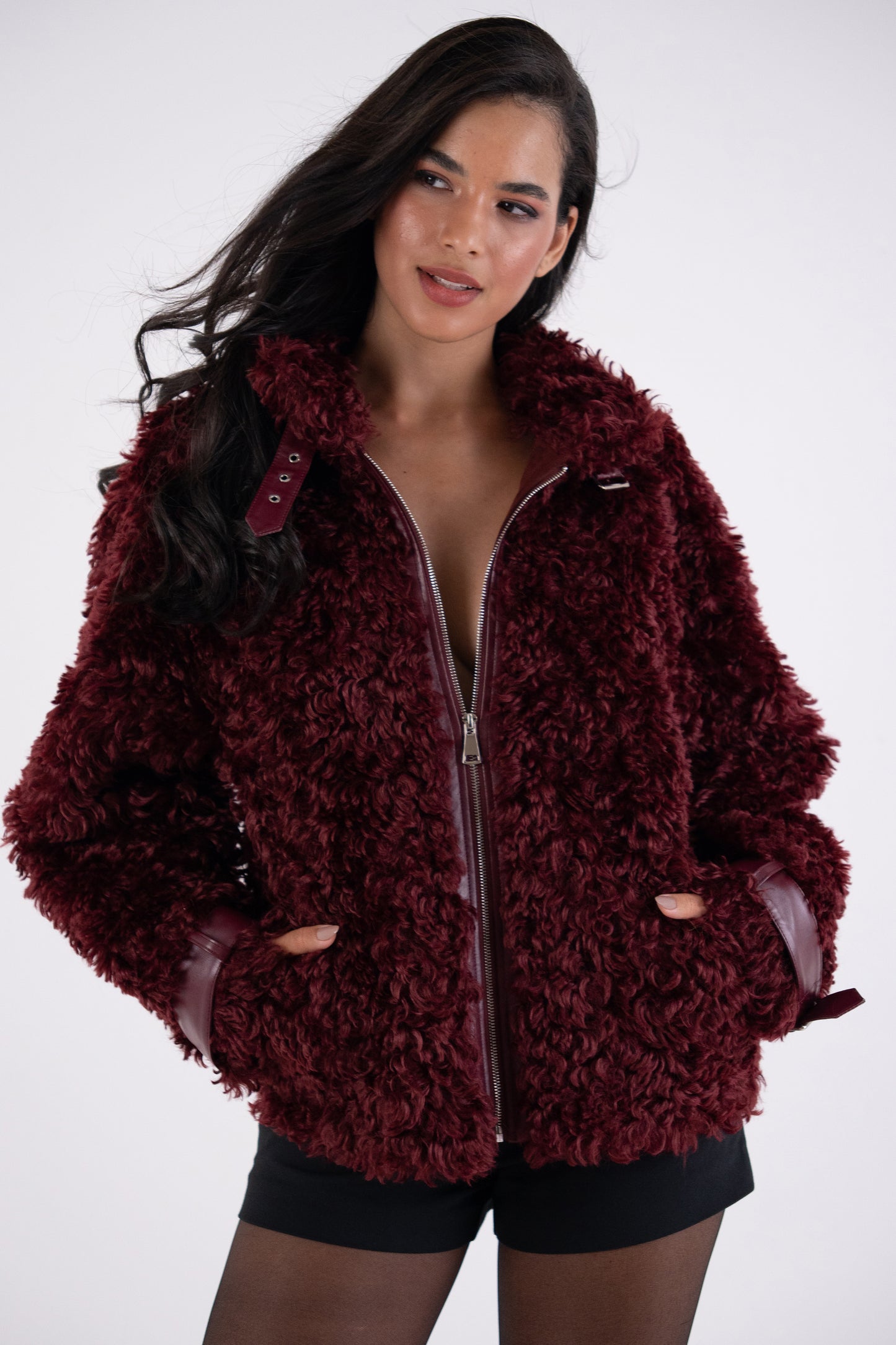 Celeste Luxe Faux Fur Funnel Zip Coat-ALCM2602