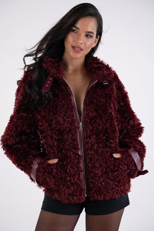 Celeste Luxe Faux Fur Funnel Zip Coat-ALCM2602