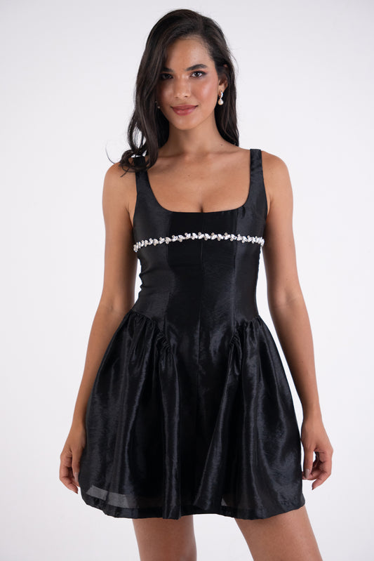 Cheryl Luxe Embellished Skater Mini Dress-ALCM2671