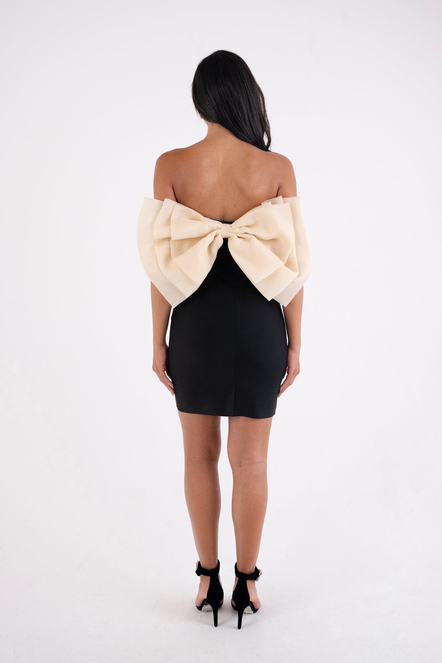 Oscar Satin Bow Statement Mini Dress-ALJH0044-2