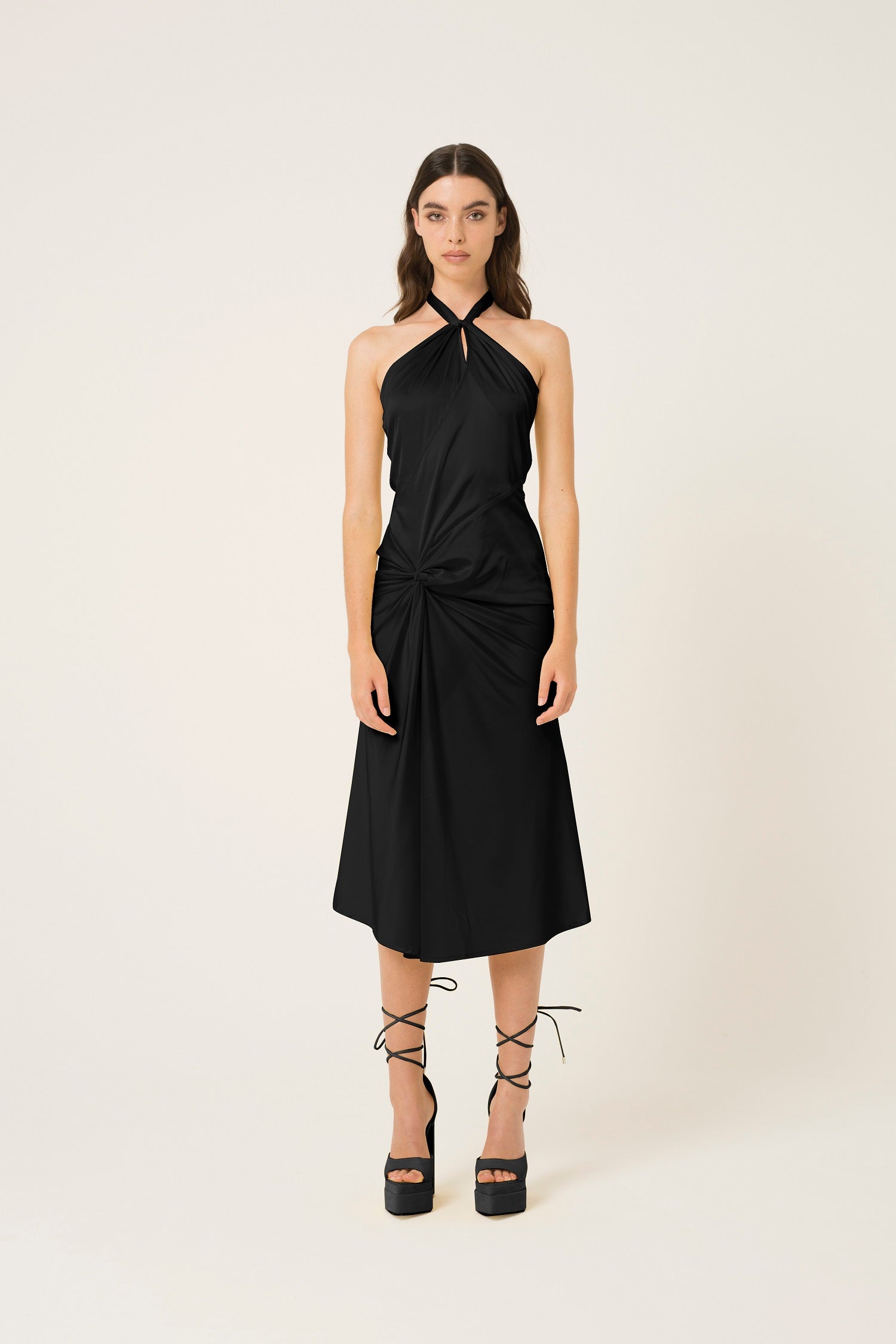 Serena Halter Neck Satin Midi Dress-ALGG2060-2 Amylynn USA Serena Halter Neck Satin Midi Dress-ALGG2060-2 Amylynn USA