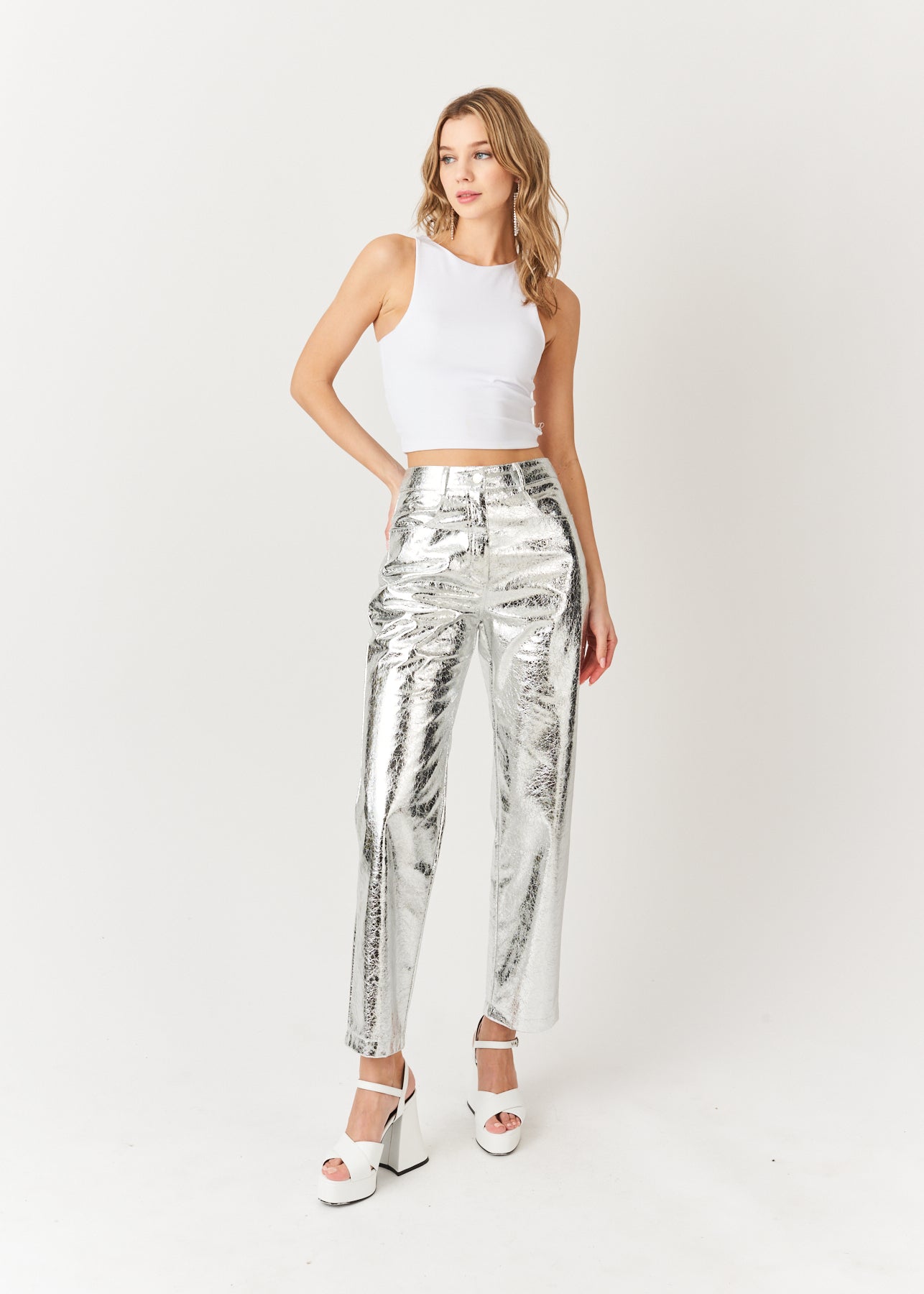 SILVER TEXTURED LUPE PANT-ALJH0101-1